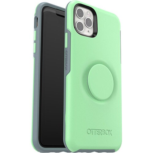 Carcasa Otterbox pentru iPhone 11 Pro Max, cu PopSockets integrat, din policarbonat si cauciuc, verde, rezistanta la socuri si zgaraieturi