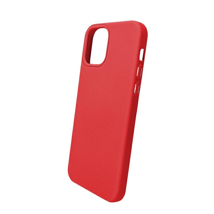 Кейс за Apple iPhone 14, Silicon Cover с кадифена вътрешна част и защита на камерата, червен, атлас