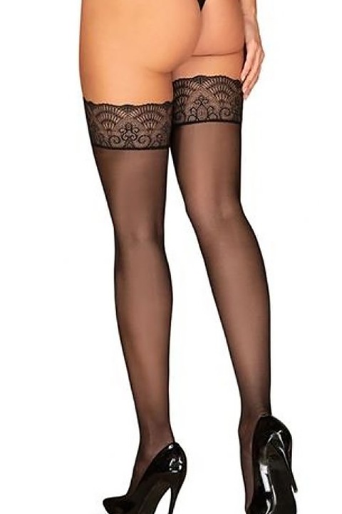 Obsessive Firella erotikus zokni, hosszú, S/M méret, fekete
