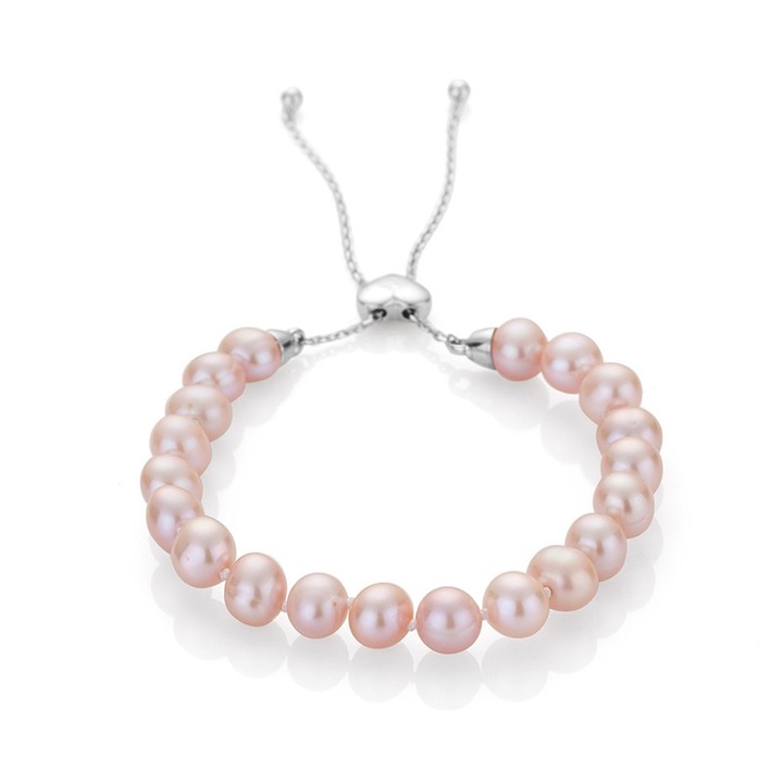 Гривна Swan Pearls D114BP, Сърце Розови Перли, Сребро