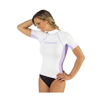 Cressi - Дамска тениска за плуване, UPF 50+, Бързосъхнеща, Бял/Лилав