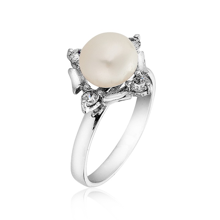 Пръстен Swan Pearls IR0287W, Сребро Бяла Перлаи Цирконий, Сребро