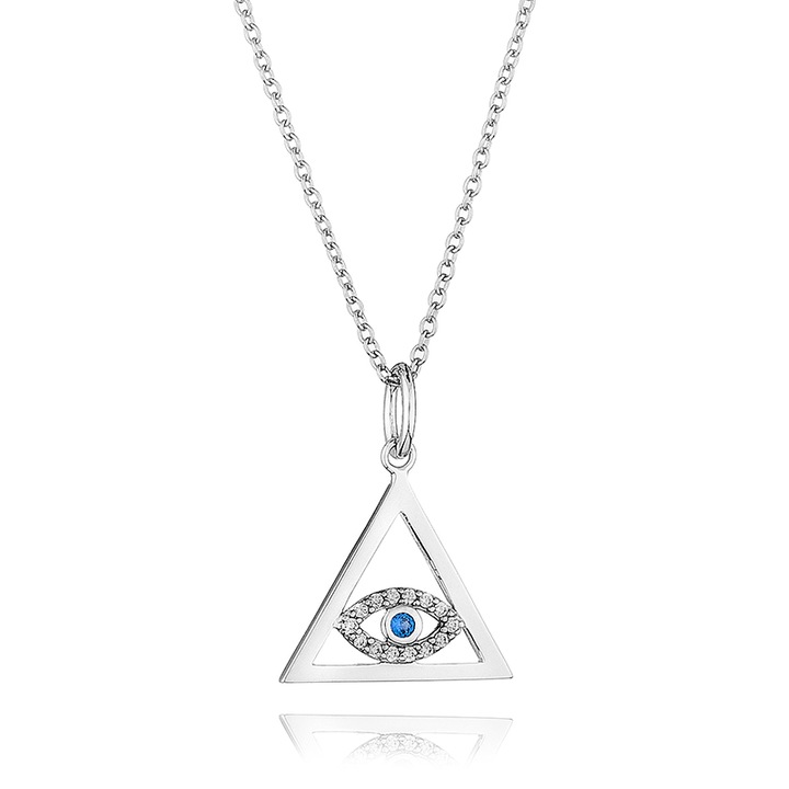 Колие Swan Pearls JT923N, Сребро Синьо Око и Цирконий, Сребро