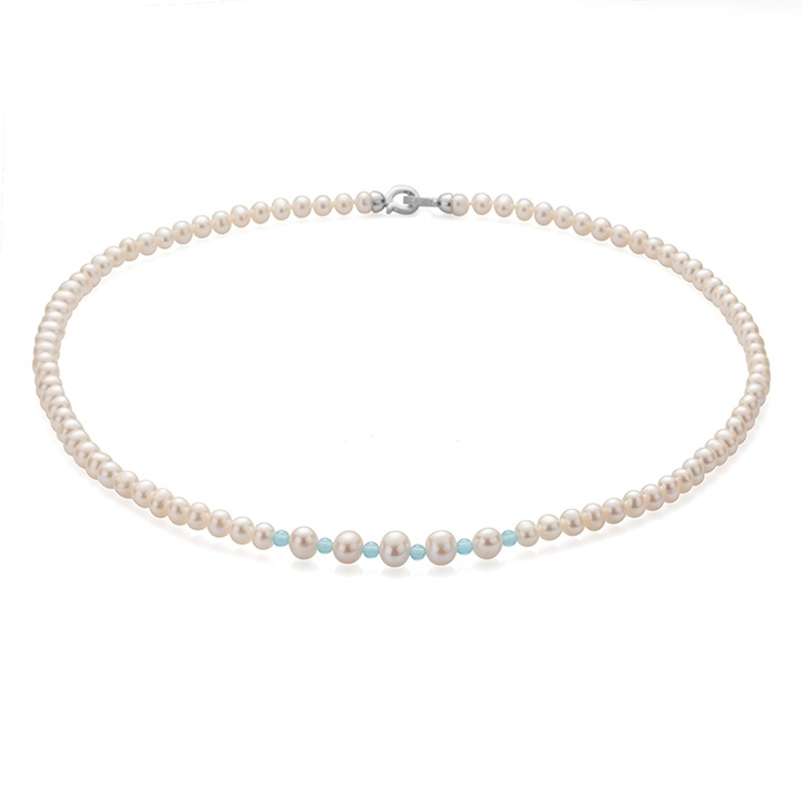 Колие Swan Pearls RCALCNW, Бели Перли И Калцедоний, Сребро