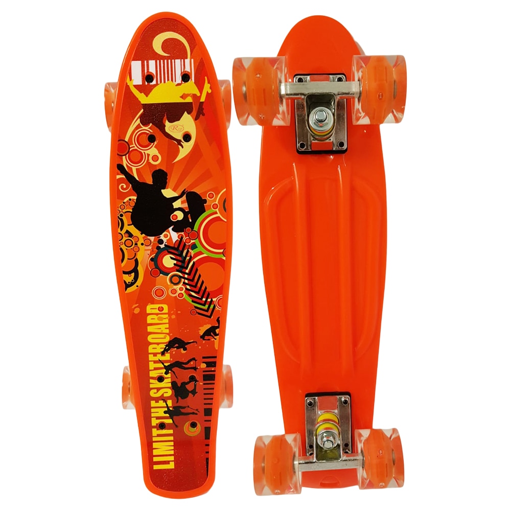Penny board cu roti de silicon si lumini, Graphic Print, ABEC-7, PU, Aluminiu, HB3009-F RCO®