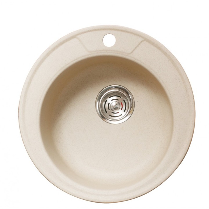 Chiuveta de bucatarie, Inter Ceramic, Silgranit, 49 x 20 cm, Cu sifon, Nisip