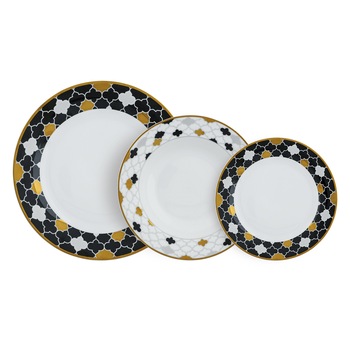 Set masa 18 piese din portelan, pentru 6 persoane , Haitai Oro Nero Set masa 18 piese din portelan, pentru 6 persoane , Haitai Oro Nero