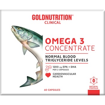Omega 3 EPA si DHA, GoldNutrition, Omega 3 Concentrate, 60 capsule Omega 3 EPA si DHA, GoldNutrition, Omega 3 Concentrate, 60 capsule