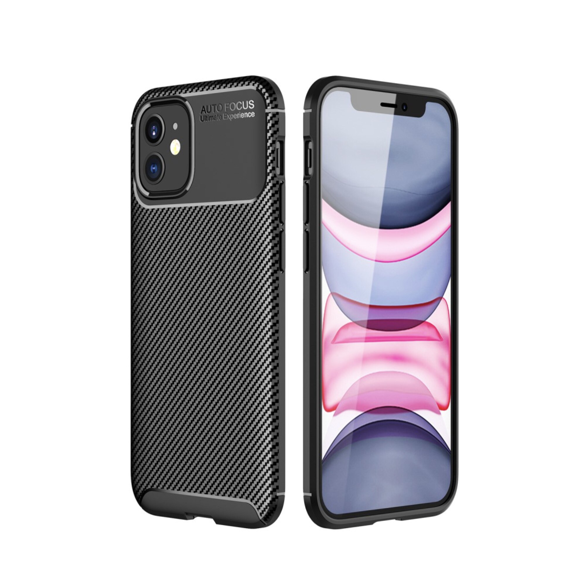 Husa protectie spate carbon pentru iPhone 12 Mini, bumper, carcasa, Negru, BBL2036