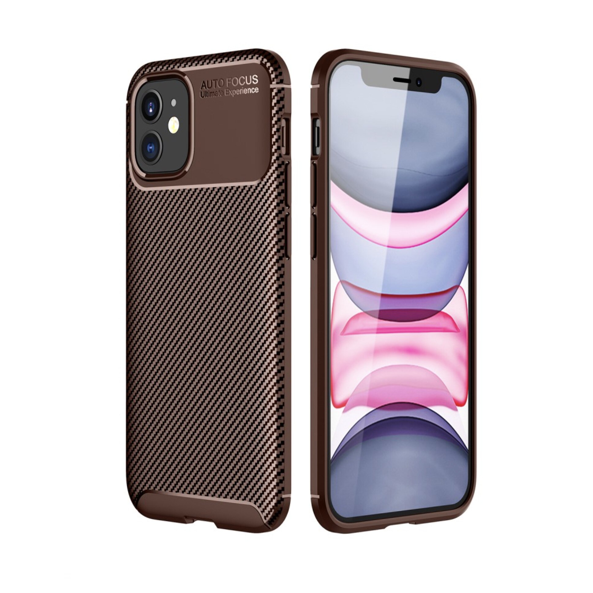 Husa protectie spate carbon pentru iPhone 12 Mini, bumper, carcasa, Maro, BBL2037