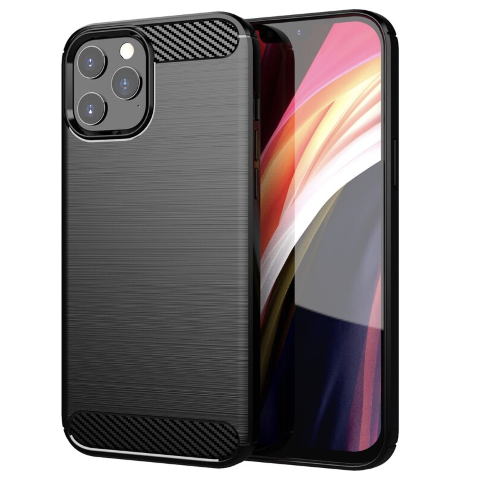 Husa protectie spate Bibilel din TPU carbon pentru iPhone 12 Mini, bumper, carcasa, Negru, BBL2045