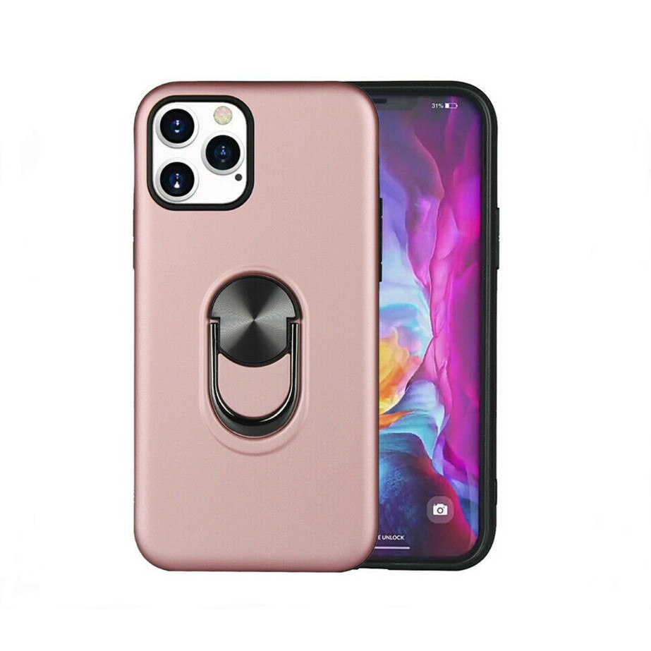 Husa de protectie cu inel kickstand pentru iPhone 12 si 12 Pro, bumper, carcasa, Rose, BBL2047