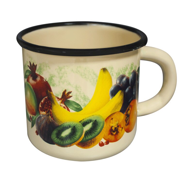 Cana emailata din otel carbon RAKI 250ml cu decor