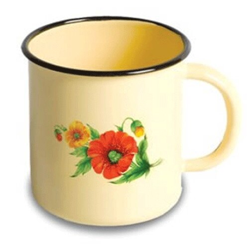 Cana emailata din otel carbon RAKI 400ml cu decor