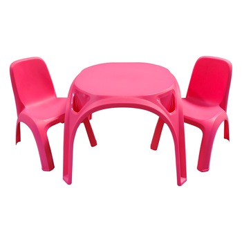Set 2 scaunele cu spatar + masuta roz Set 2 scaunele cu spatar + masuta roz