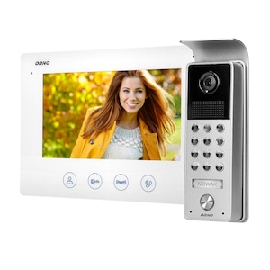 Videointerfon pentru o familie CERES ORNO OR-VID-ME-1056/W, color, monitor ultra-plat LCD 7", control automat al portilor, 16 sonerii, infrarosu, tastatura numerica, alb/gri