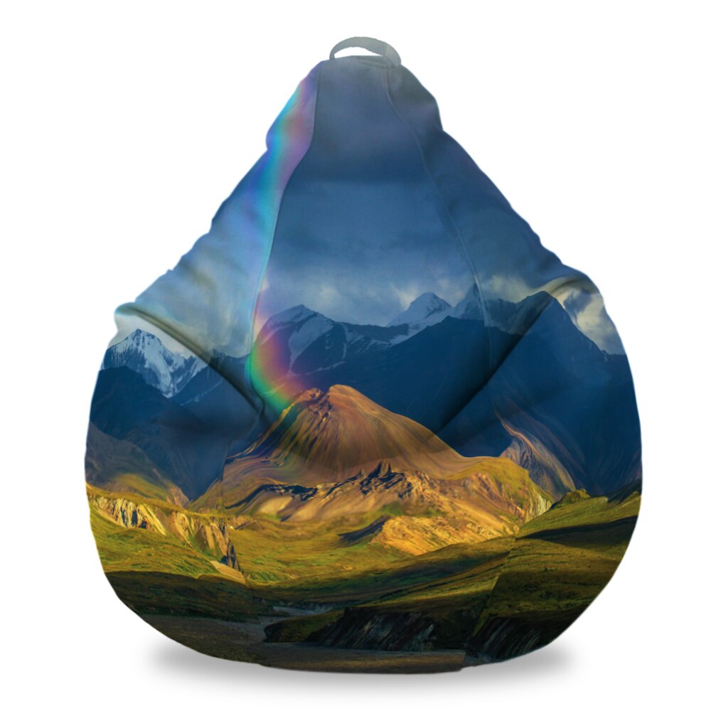 Fotoliu Puf FormTex BEAN BAG Munte Curcubeu, tip para XL (100x80x80cm), cu maner, husa interioara, multicolor