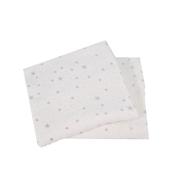 Set 2 museline crem cu stelute 75x75 cm