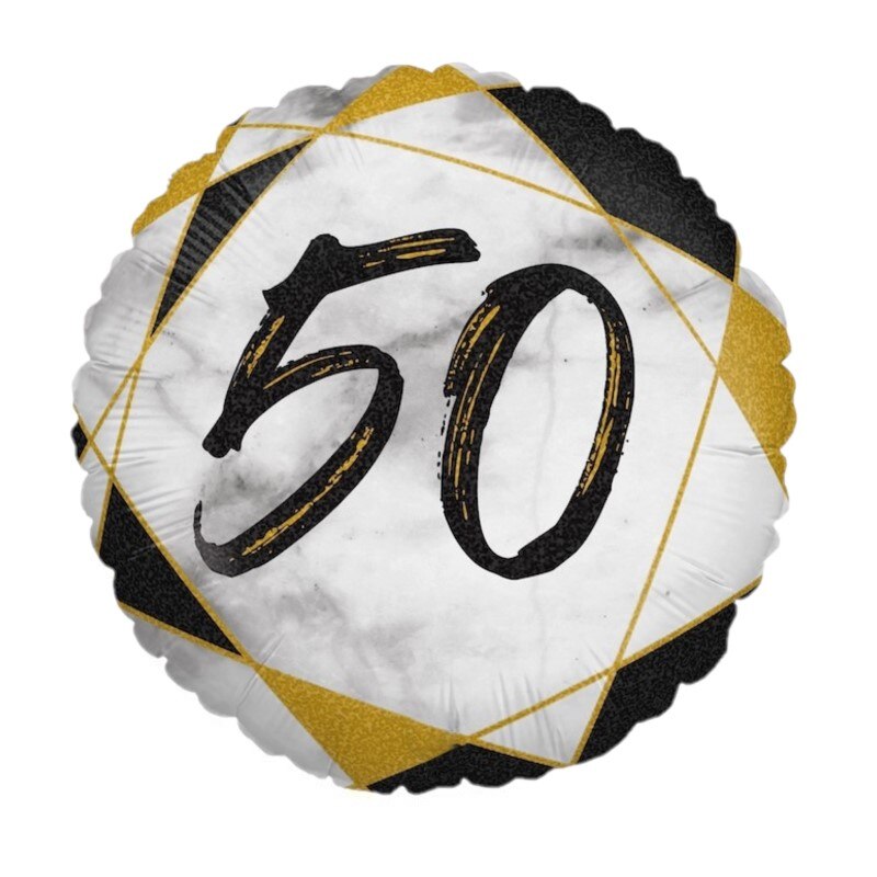 Balon folie rotund imprimat 50 ani negru 46 cm