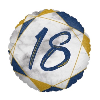 Balon folie rotund imprimat 18 ani majorat albastru 46 cm Balon folie rotund imprimat 18 ani majorat albastru 46 cm