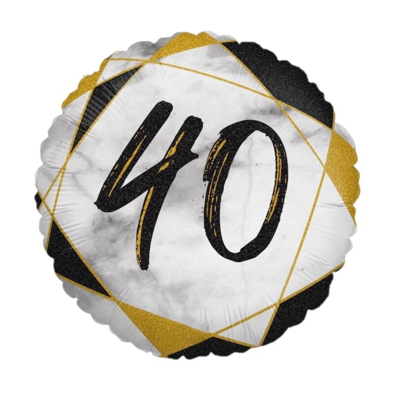 Balon folie rotund imprimat 40 ani negru 46 cm