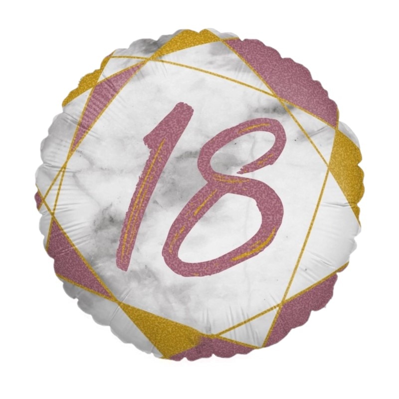 Balon folie rotund imprimat 18 ani majorat rose gold 46 cm