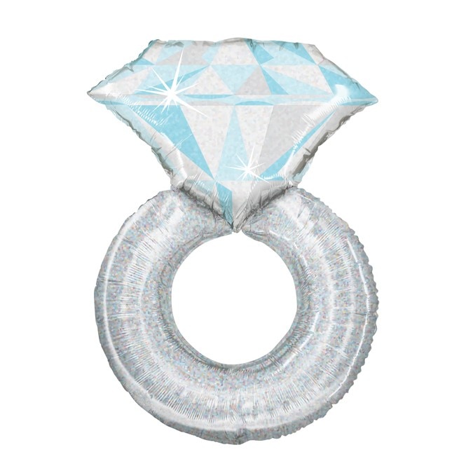Balon folie inel diamant sclipici platinum nunta 97 cm