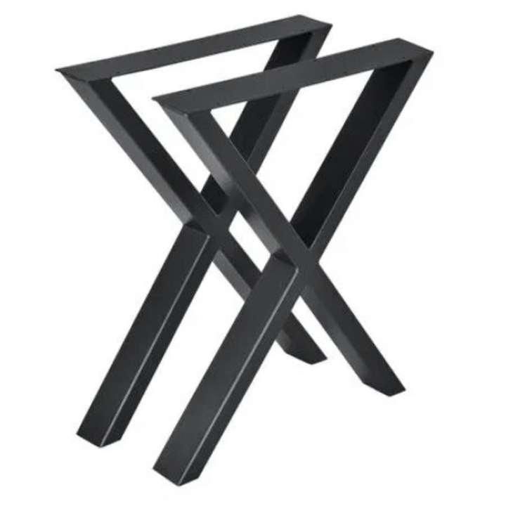 Set 2 picioare de masa metalice, model industrial, negru, Ambient, l 75 x H 73 cm