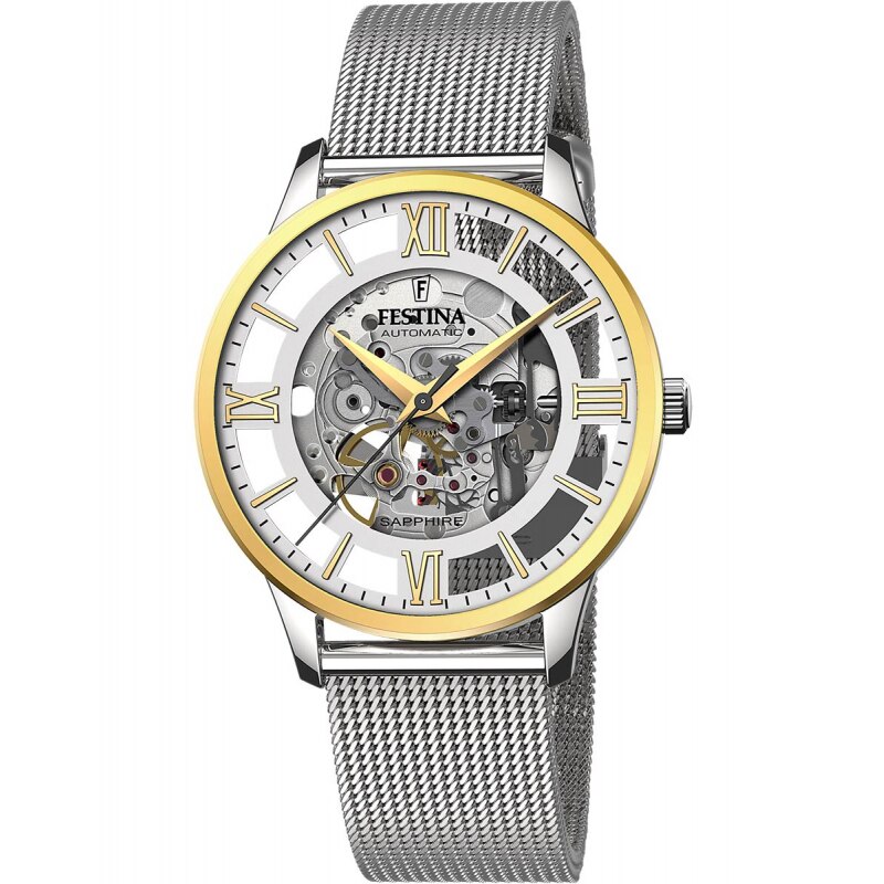 Ceas barbatesc Festina F20537/1 Automatic Argintiu, Auriu
