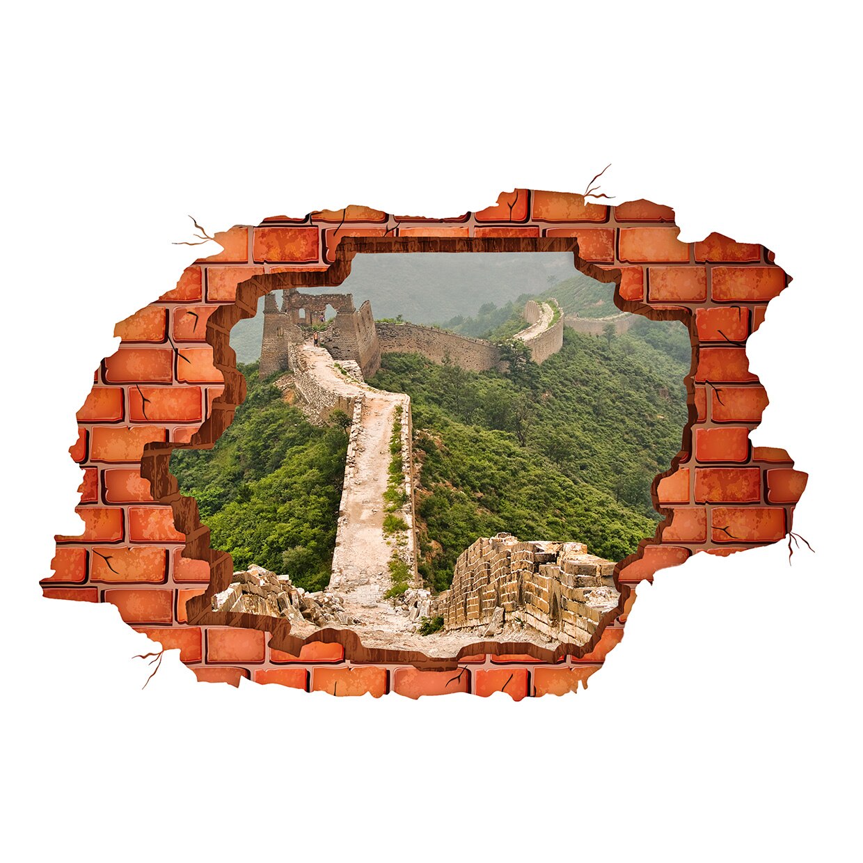 Sticker Autocolant 3D gaura perete zid chinezesc 130x90cm