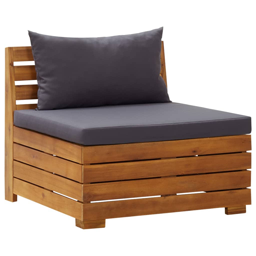 Canapea de mijloc cu perne gri, vidaXL, Lemn de acacia, 68 x 68 x 60 cm, Maro