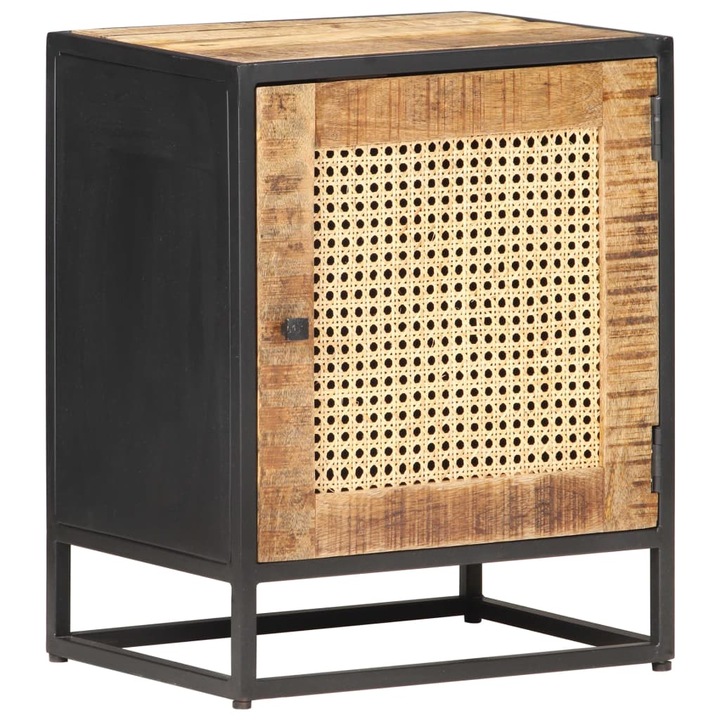 vidaXL nyers mangófa és természetes nád éjjeliszekrény 40 x 30 x 50 cm 323140