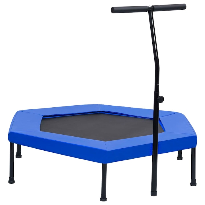 vidaXL kék fekete hatszögletű fitnesz trambulin kapaszkodóval és biztonsági párnázással 122 cm