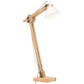 Lampadar, vidaXL, Fier/Lemn masiv de mango, 33 x 30 cm, E27, 25 W, Alb Lampadar, vidaXL, Fier/Lemn masiv de mango, 33 x 30 cm, E27, 25 W, Alb