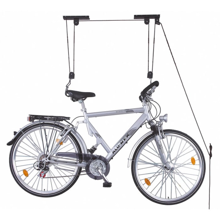 Таванна стойка за велосипеди, стойка за велосипеди за таван, до 20 кг, до 2 метра, черен