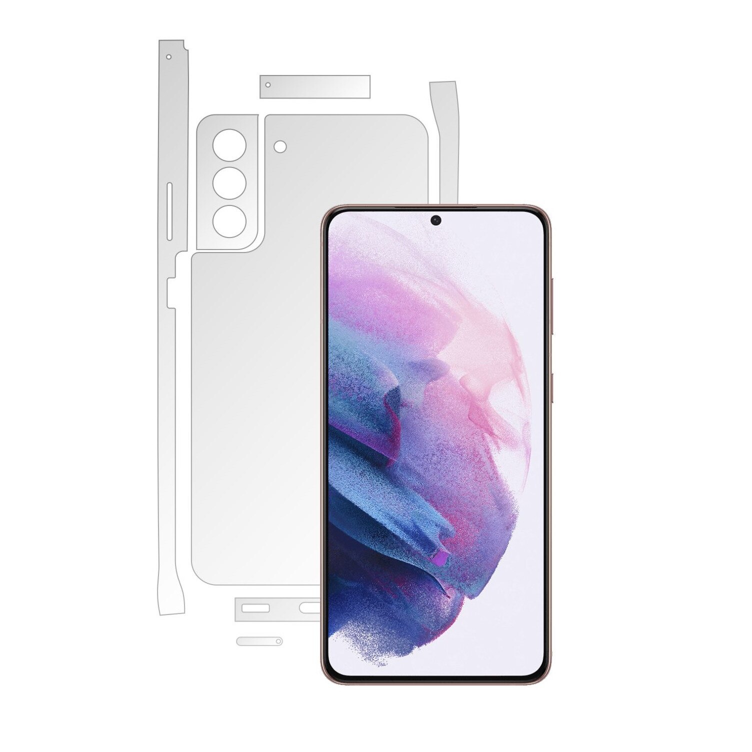 Folie Protectie Spate Invisible Skinz UHD AutoRegeneranta pentru Samsung Galaxy S21+ Plus - Siliconica Ultra-Clear cu taiere Split Cut pentru Carcasa Spate si Laterale, Skin Adeziv Transparent