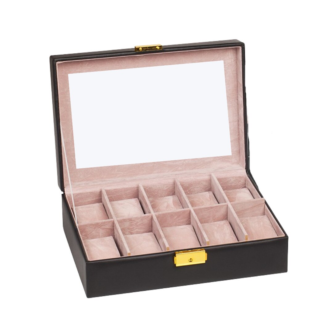 Cutie ceasuri din piele ecologica, Rossi, negru