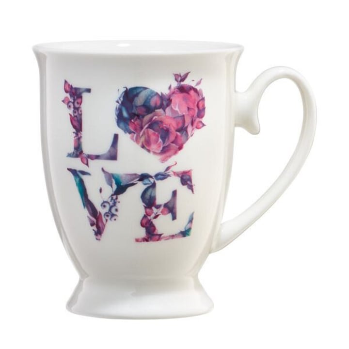 Cana cu talpa Ambition Love Letters 300 ml, portelan, litere florale