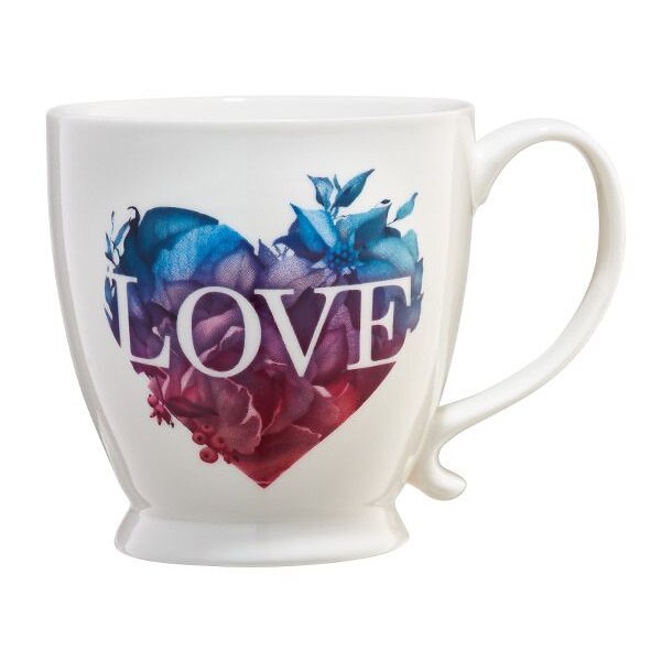 Cana cu talpa Ambition 480ml, inima mare multicolora