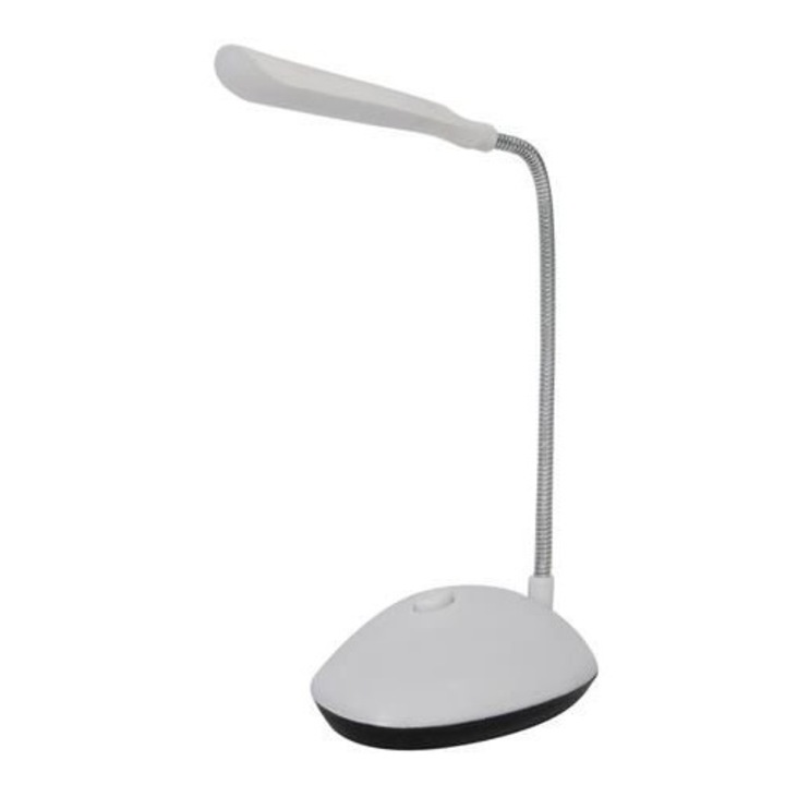 Lampa de birou 4 leduri, Zola, flexibila, alba, 27 cm, buton on/off