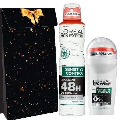 Pachet Promo L'oreal Men Expert Sensitive Control 48H deodorant barbati 200ml + Anti-perspirant Roll-on 50 ml