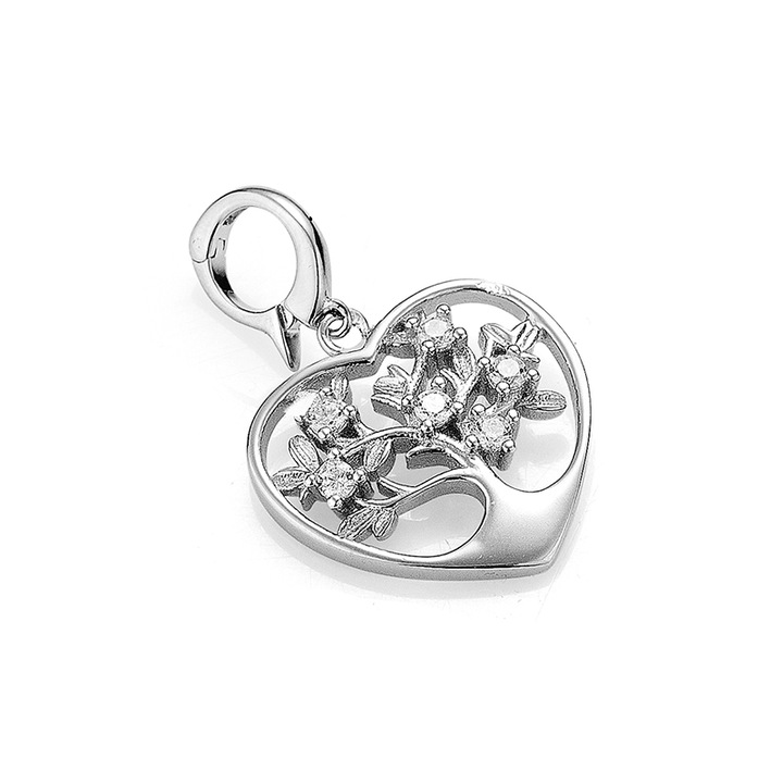 Talisman Swan Pearls END444T1, Model arborele vietii, Argint/Zirconiu, Argintiu