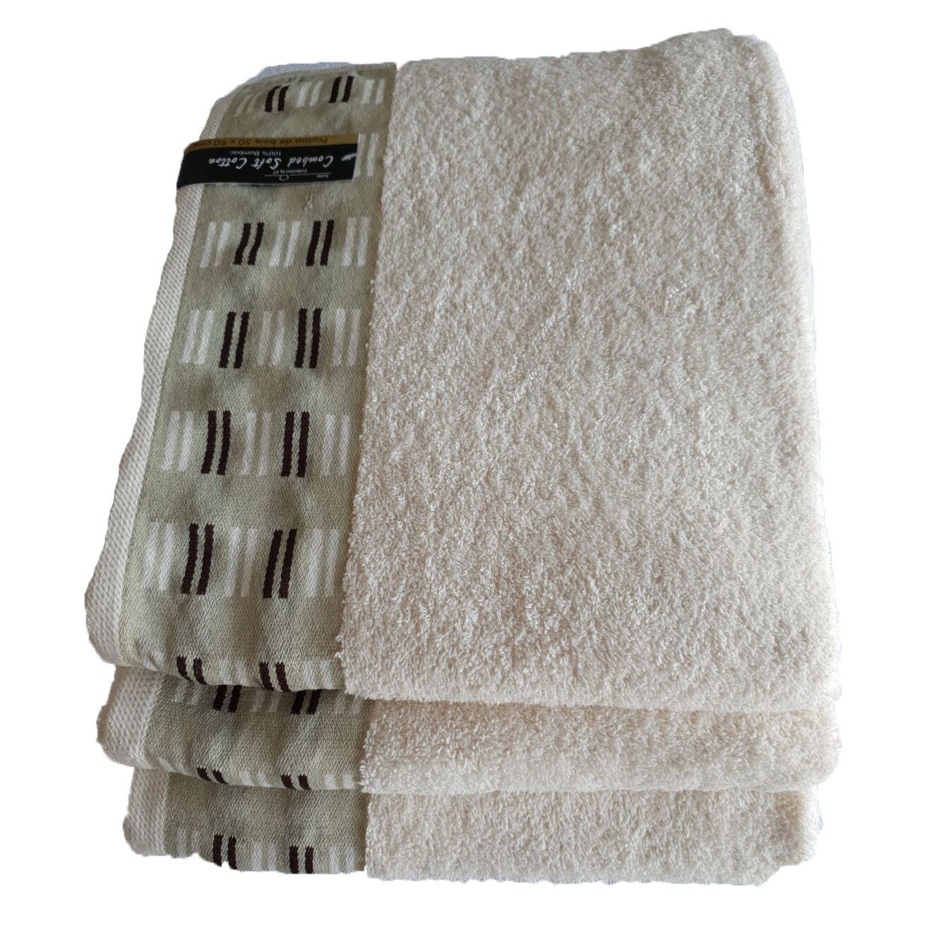 Set 3 Prosoape cross road,100 % bumbac , 70 x 140 cm , crem