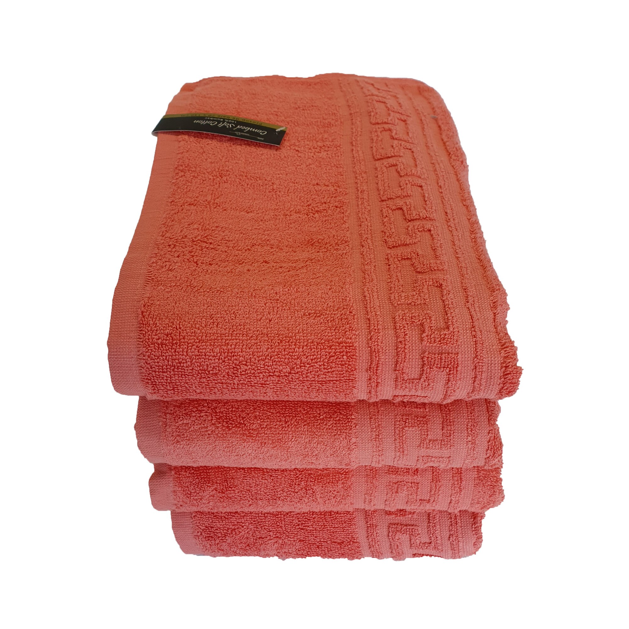 Set 4 Prosoape greek nou ,100% bumbac, 70 x 140 cm , corai