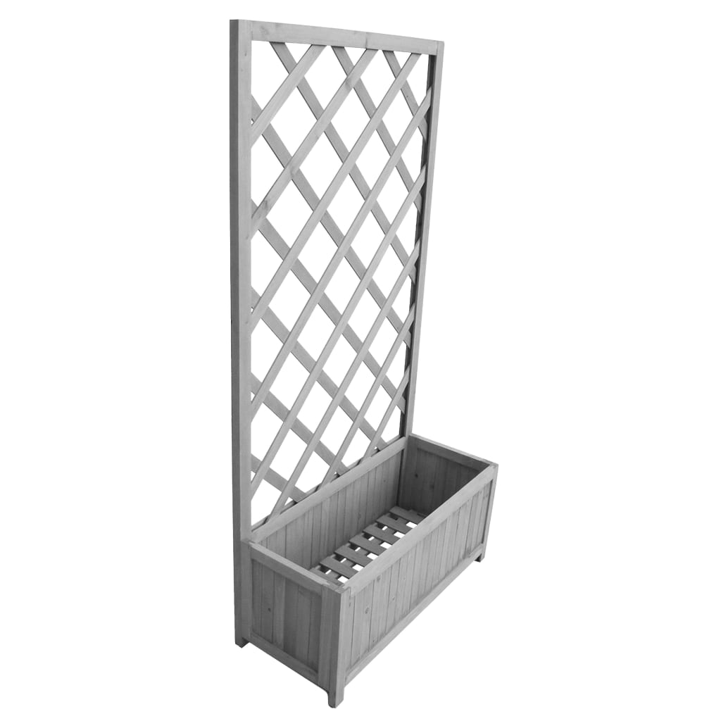 Jardiniera de gradina din lemn masiv de brad, vidaXL, Lemn, 30 x 70 x 135 cm, Gri