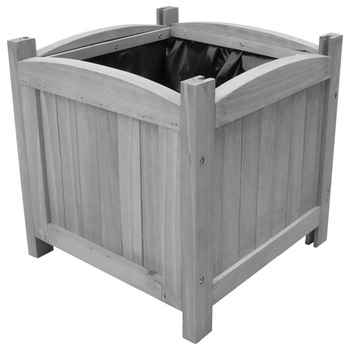 Set de 2 jardiniere din lemn masiv de brad, vidaXL, Lemn, 30 x 30 x 30 cm, Gri Set de 2 jardiniere din lemn masiv de brad, vidaXL, Lemn, 30 x 30 x 30 cm, Gri