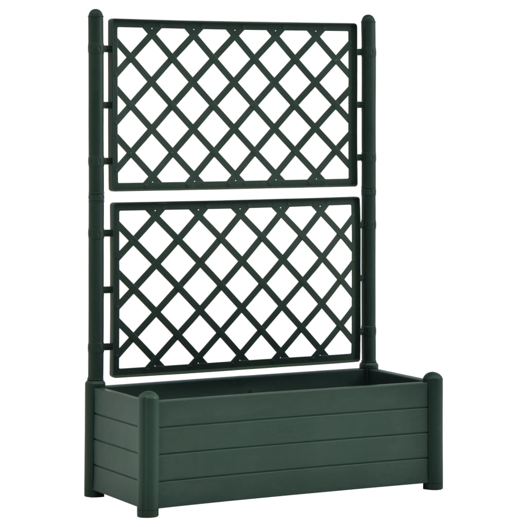 Jardiniera de gradina cu spalier, vidaXL, Plastic, 100 x 43 x 142 cm, Verde