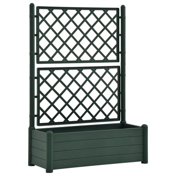 Jardiniera de gradina cu spalier, vidaXL, Plastic, 100 x 43 x 142 cm, Verde Jardiniera de gradina cu spalier, vidaXL, Plastic, 100 x 43 x 142 cm, Verde