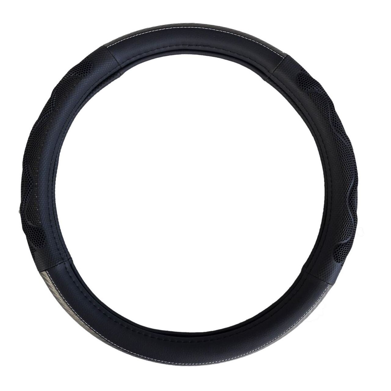 Husa volan Siegbert din piele ecologica negru cu gri, marimea M