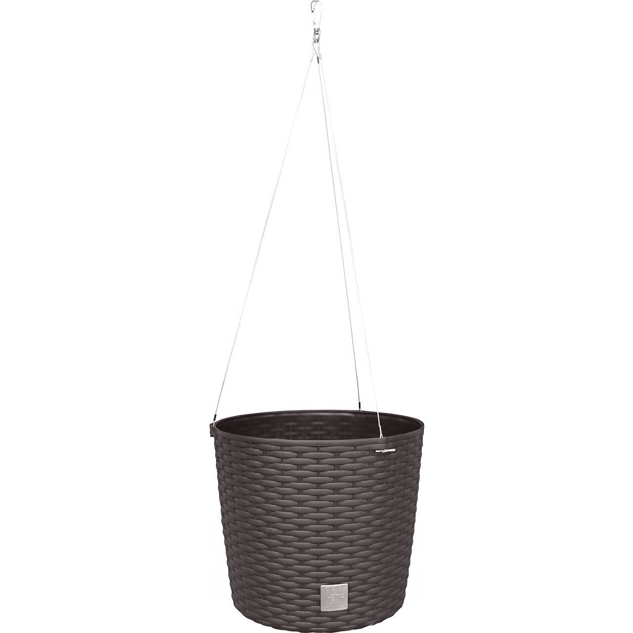 Ghiveci decorativ cu lant, rotund, maro, 25.6x21.9 cm, Rato WS